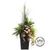Outdoor artificial pink petunia and cordyline planter, 57"
