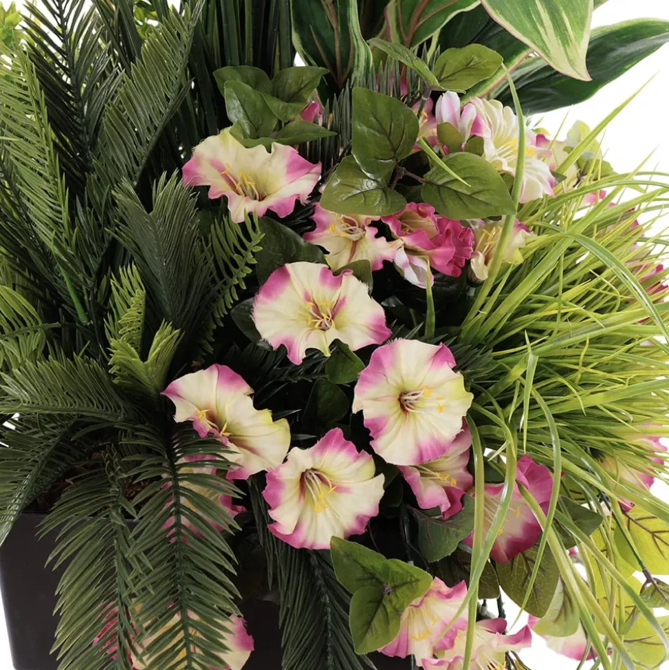 Outdoor artificial pink petunia and cordyline planter, 57"