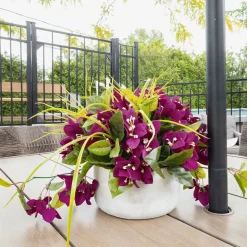 Outdoor artificial purple bougainvillea flower centerpiece, 12 x 12