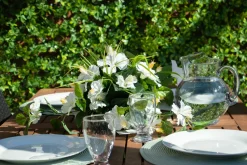 Outdoor artificial white hibiscus flower centerpiece, 14 x 14