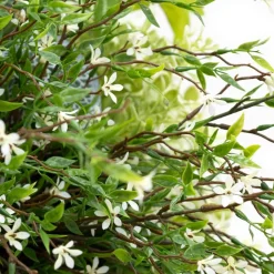 Outdoor artificial white starflower hanging planter, 35 x 25"