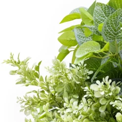 Outdoor artificial white starflower hanging planter, 35 x 25