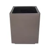 Outdoor brown plastic modern pot, 10,5 x 10,5"