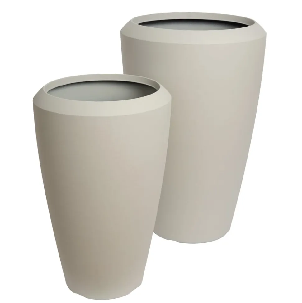 Outdoor chalk beige resin urn
