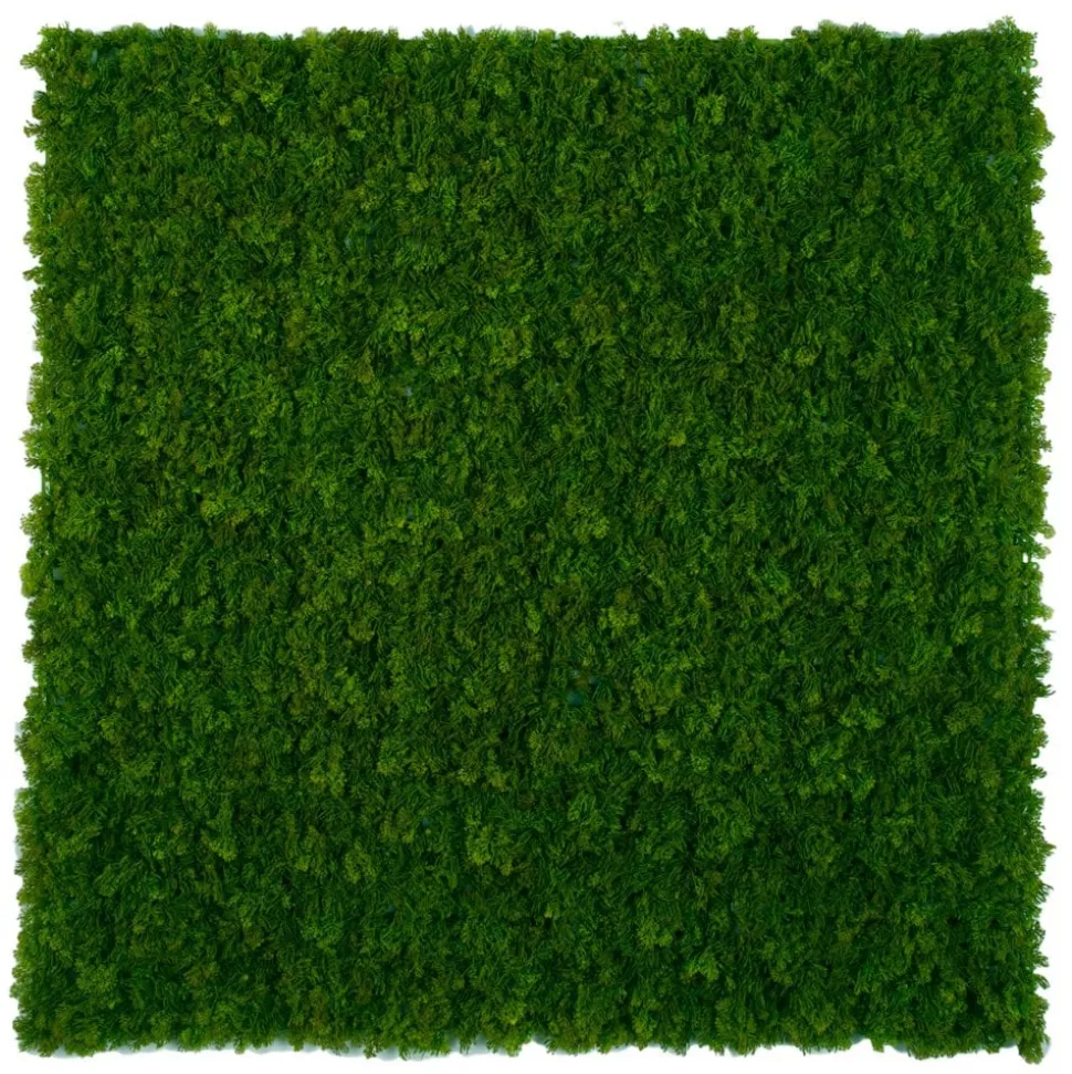 Outdoor fire-retardant dark green moss panel, 40 x 40"