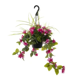 Outdoor hanging planter of pale pink azalea, 18 x 16″