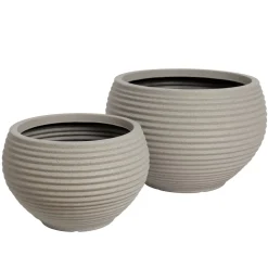 Outdoor mediterranean beige resin planter