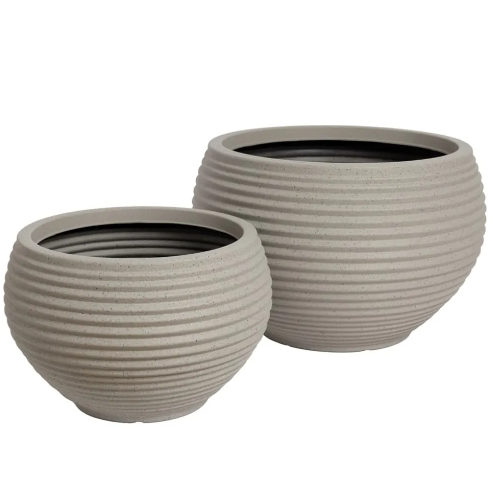 Outdoor mediterranean beige resin planter