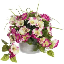 Outdoor petunia flower centerpiece, 13 x 13″