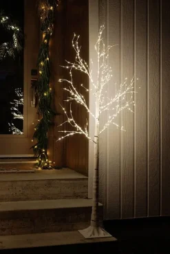 Outdoor white LED birch, warm white, 60″
