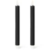Pack of 2 black LED wax taper candles, 9,5 x 1"