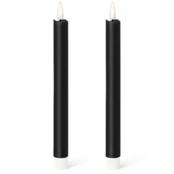 Pack of 2 black LED wax taper candles, 9,5 x 1"