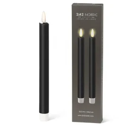 Pack of 2 black LED wax taper candles, 9,5 x 1"