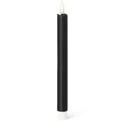 Pack of 2 black LED wax taper candles, 9,5 x 1