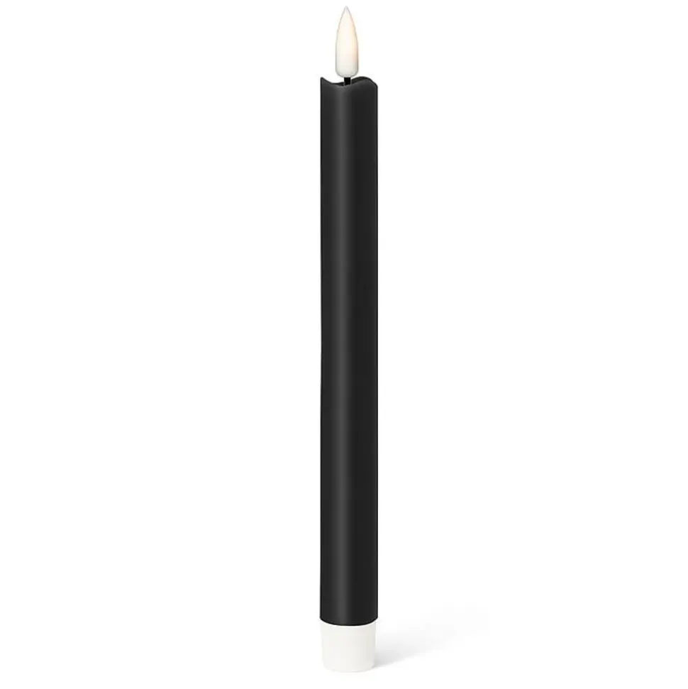 Pack of 2 black LED wax taper candles, 9,5 x 1"