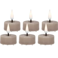 Pack of 6 grey LED tealight candle, 1,5 x 1,5"