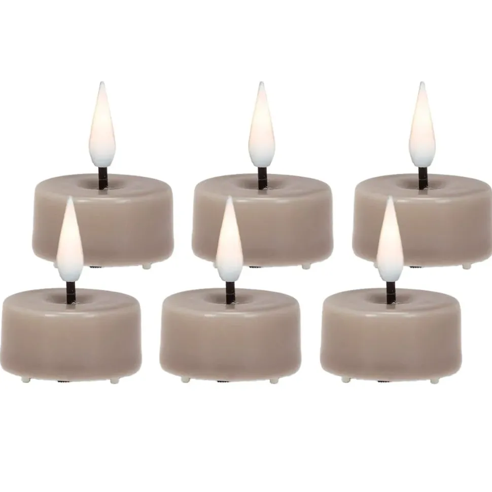 Pack of 6 grey LED tealight candle, 1,5 x 1,5"