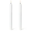 Pack of 2 white LED wax taper candles, 9,5 x 1"