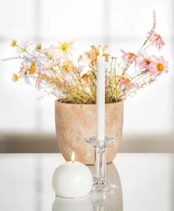 Pack of 2 white LED wax taper candles, 9,5 x 1"