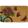 Paillasson à motif de bicyclette et papillons, 18 x 30″