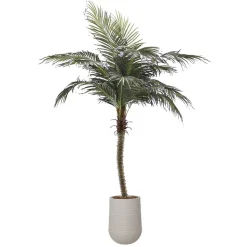Palmier phoenix artificiel extérieur en pot beige fini terrazzo gris, 96″