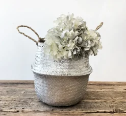 Panier en osier argent, 18 x 15″