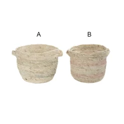 Panier en rotin rayé , moyen