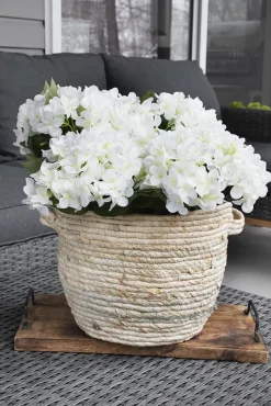 Panier en rotin rayé, 10,5 x 17″