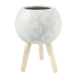 Patterned rounded standing planter, 16,5 x 12"