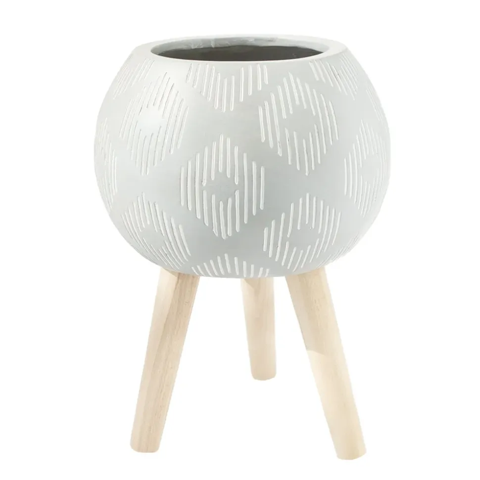 Patterned rounded standing planter, 16,5 x 12"