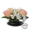 Peony and white faux floral arrangement