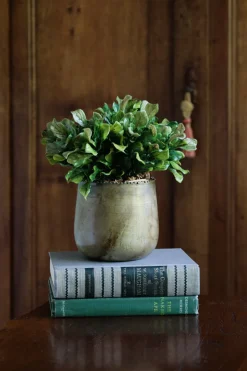 Petit feuillage vert et brun artificiel, 10″