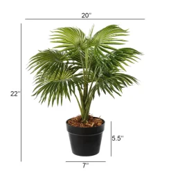 Petit palmier éventail artificiel en pot