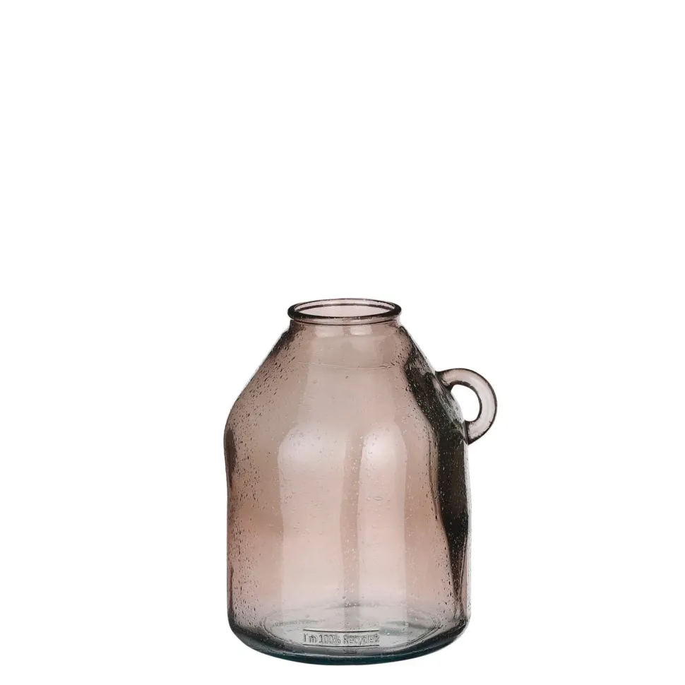 Petit vase de table en verre recyclé taupe, 10 x 8,5″