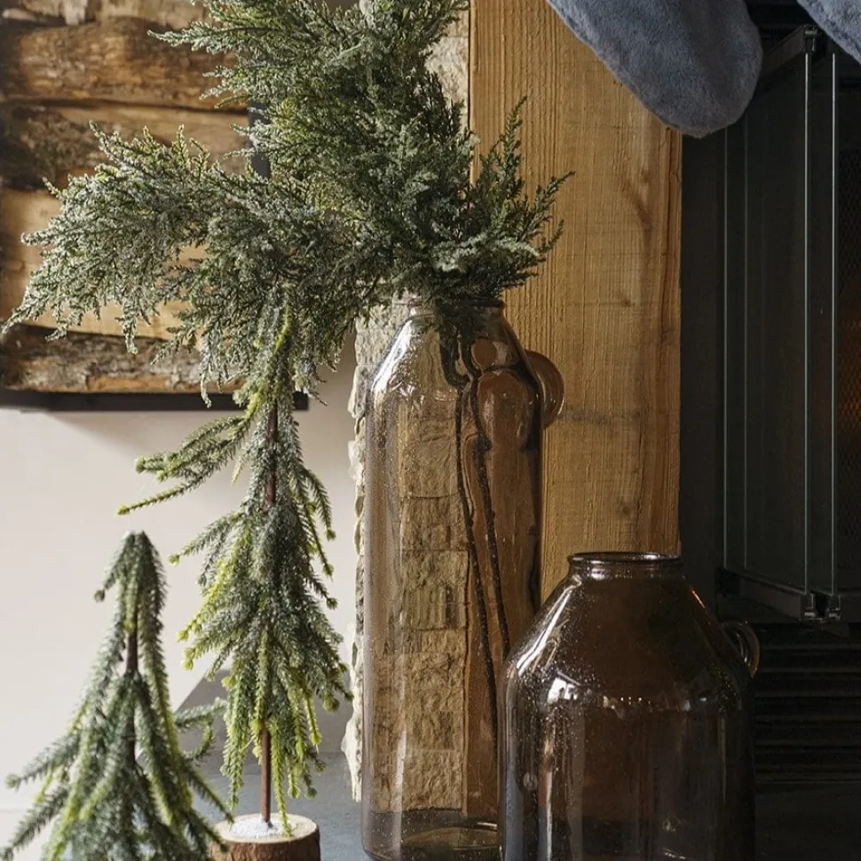 Petit vase de table en verre recyclé taupe, 10 x 8,5″