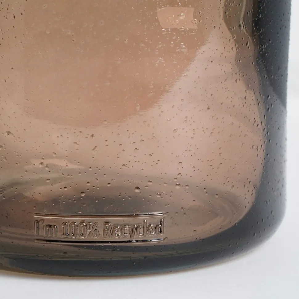 Petit vase de table en verre recyclé taupe, 10 x 8,5″