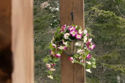 Petunia outdoor hanging flower basket, 24 x 22″