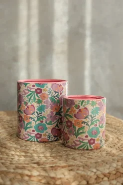 Pink terracotta flower pot