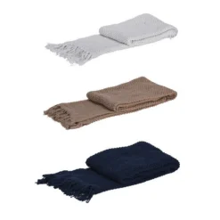 Plaid de canapé à franges 100% coton, 51 x 67″