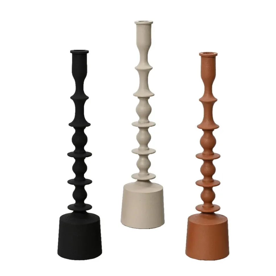 Plain matte iron candleholder, 16"