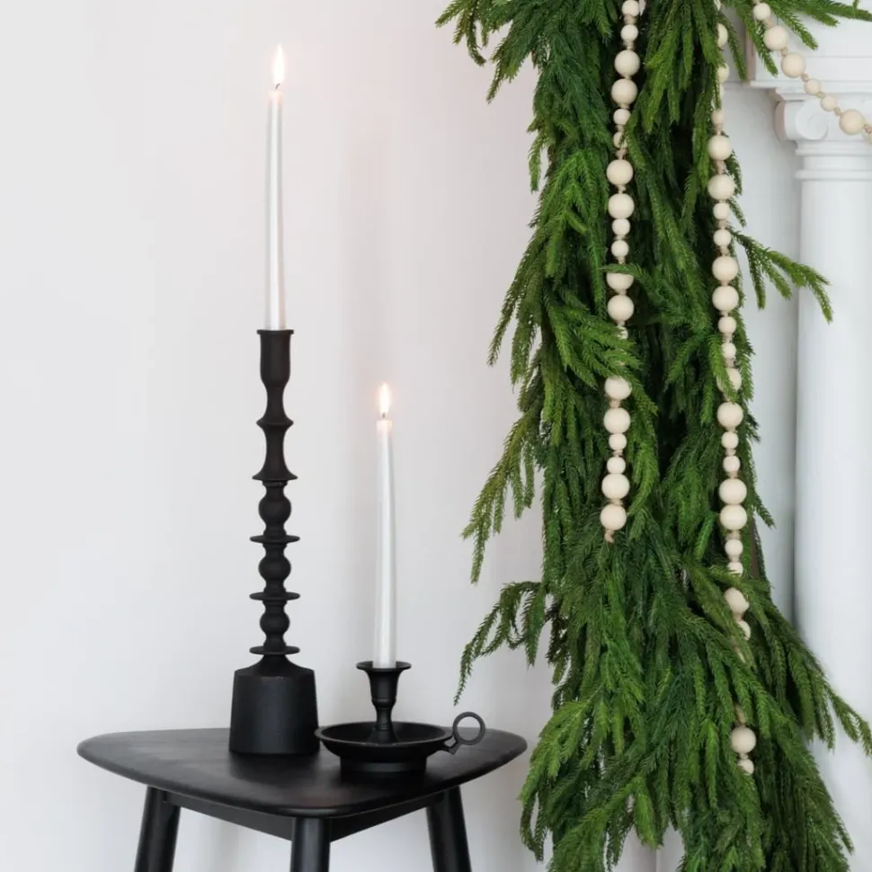 Plain matte iron candleholder, 16"