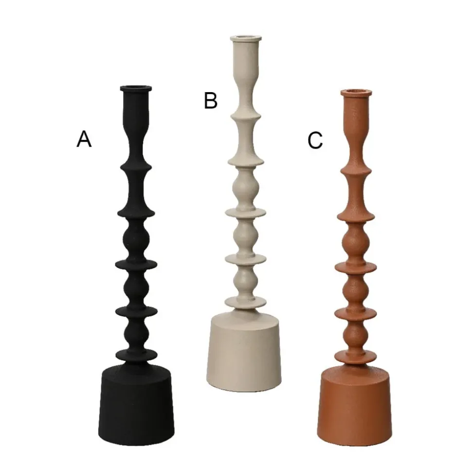 Plain matte iron candleholder, 16"