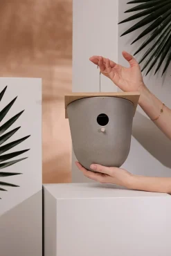 Plant fiber birdhouse, 8 x 7″