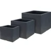 Plastic square dark grey flowerpot