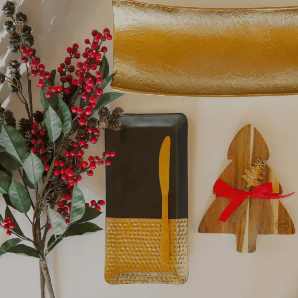 Plateau noir et doré en aluminium