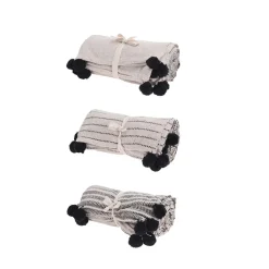 Pom-pom throw, 66 x 51″