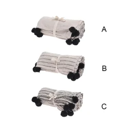 Pom-pom throw, 66 x 51″