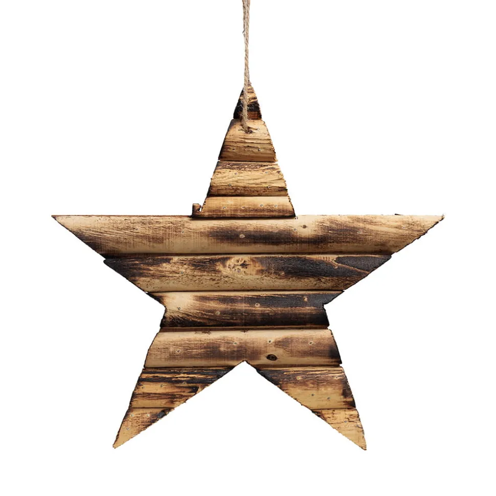 Poplar wood star ornament, 10"