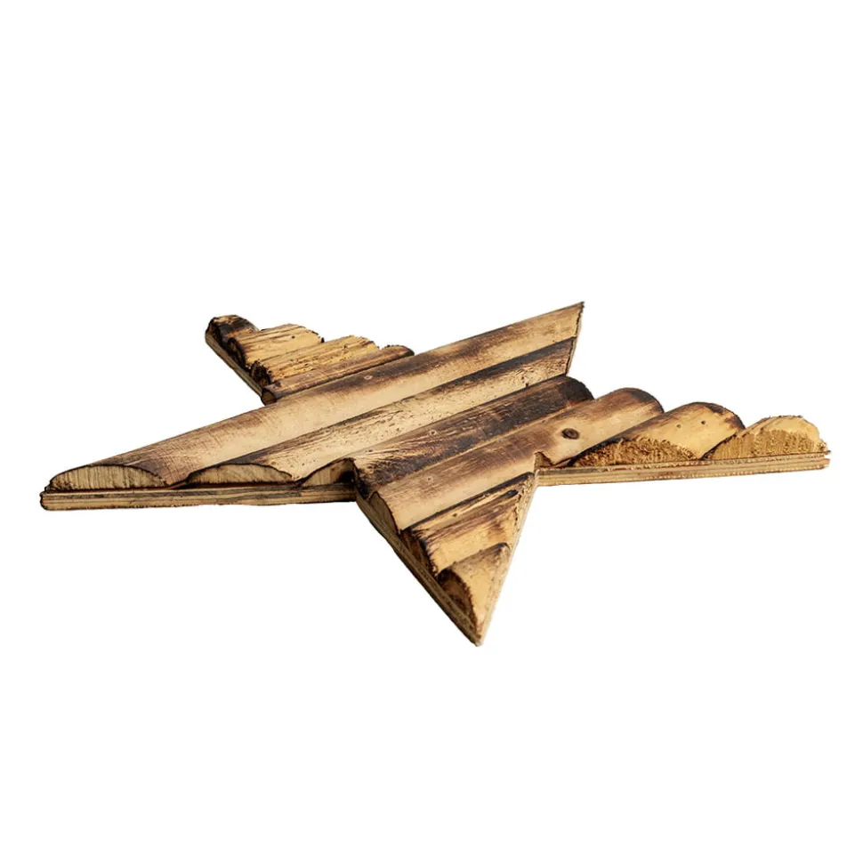 Poplar wood star ornament, 10"
