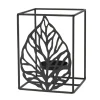 Porte-bougie feuille en métal noir, 7 x 5 x 5″